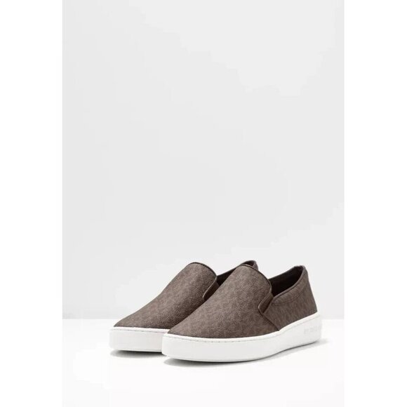 Michael Kors Women's Brown Keaton Coated Canvas Logo Slip-on Sneaker - Picture 2 of 5